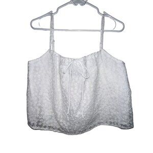 HEATHERLY TAMAR WHITE FLORAL EMBROIDERED LACE CROPPED CAMI‎ TANK TOP WOMEN LARGE